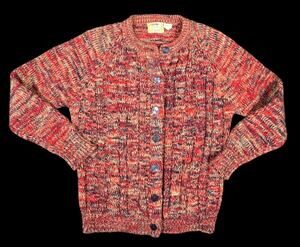 70s Woolco Stroller Cardigan Sweater Acrylic Multicolor Large Grandmacore Knit